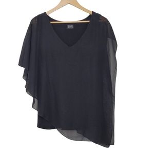 VAMP Top Blouse Black V Neck Asymmetric Light